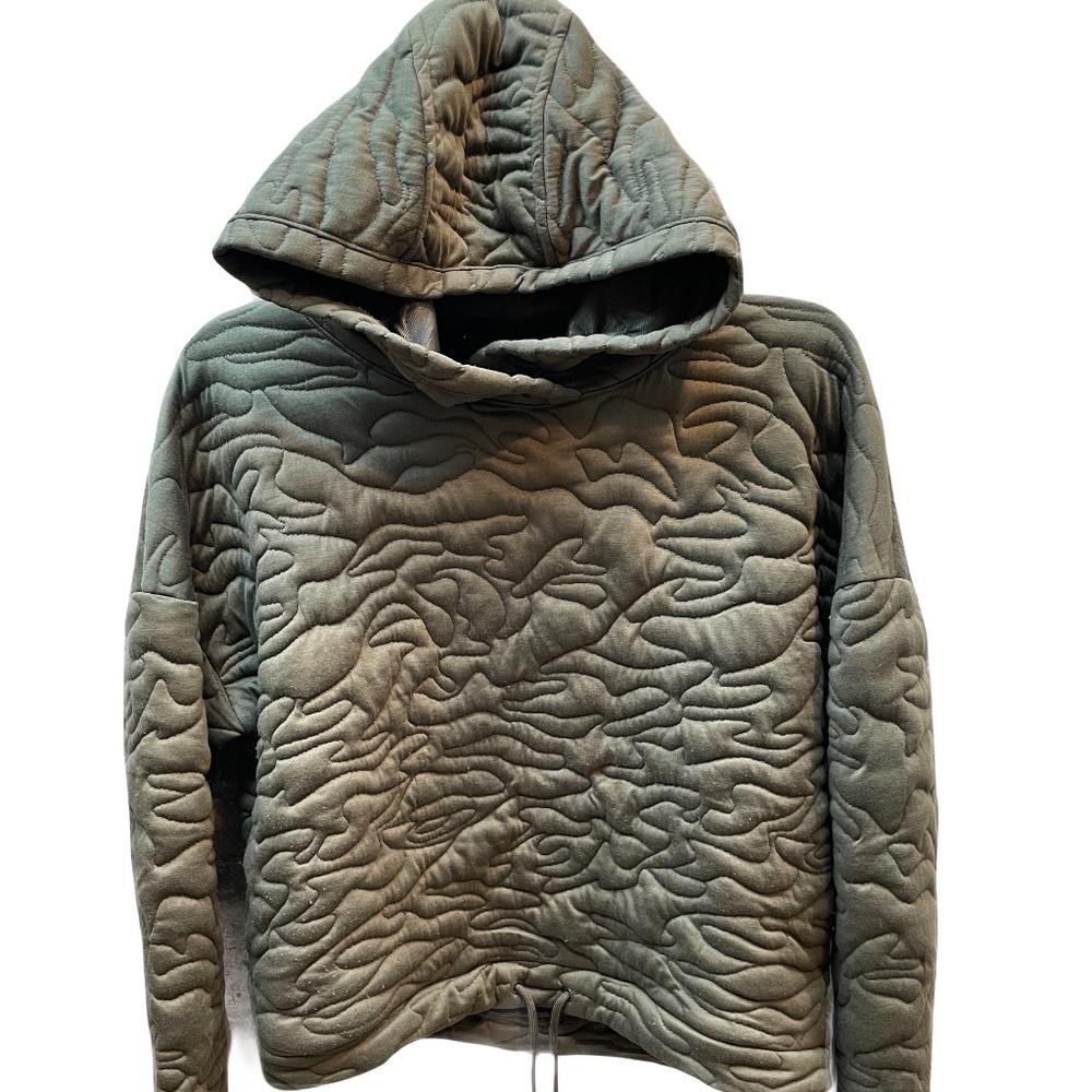 ❤️ GAP FIT GAPFIT JACQUARD HOODIE CROPPED ARMY GREEN SWEATSHIRT SIZE XS